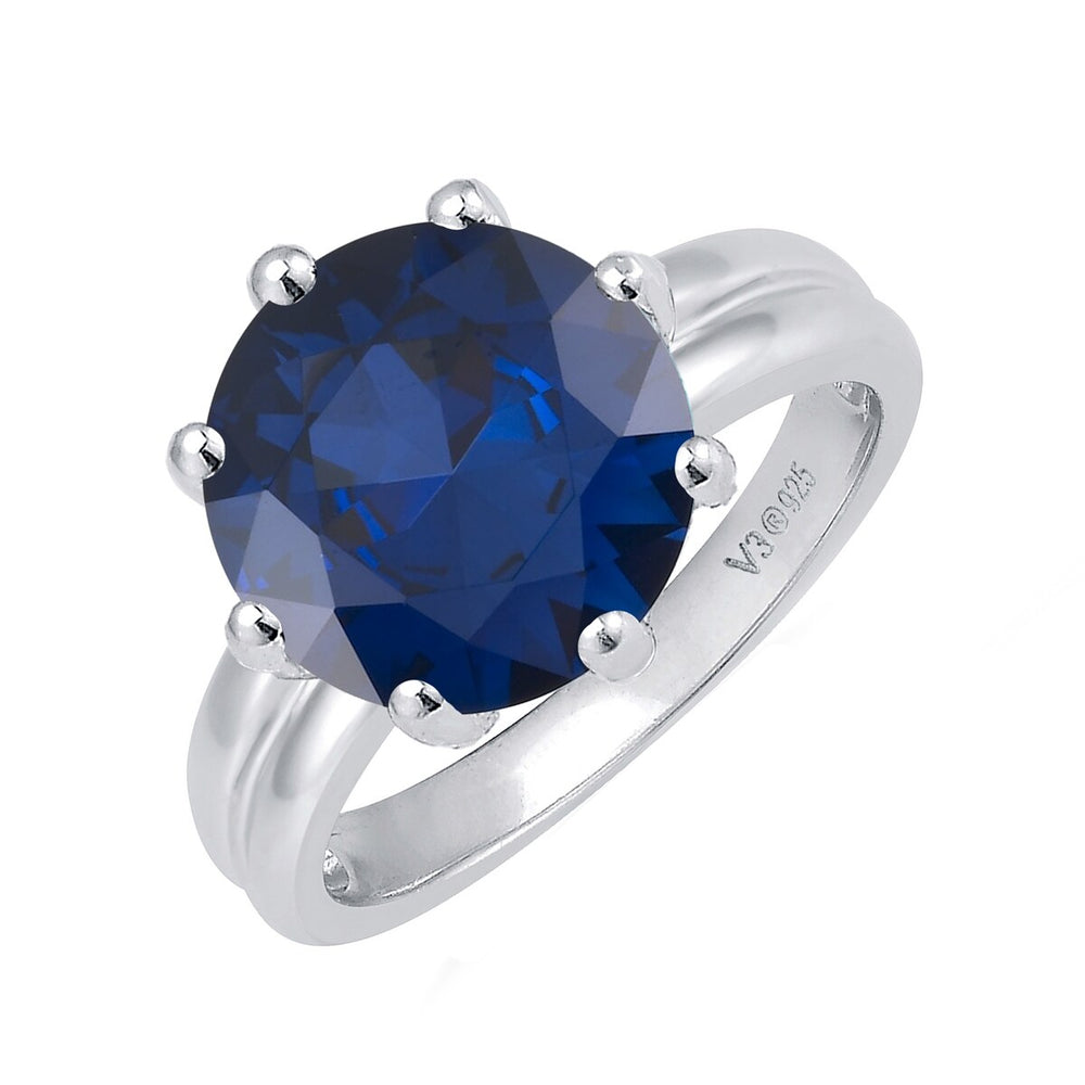 3.5 CT Blue Sapphire Sterling Silver Solitaire Ring