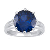 3.5 CT Blue Sapphire Sterling Silver Solitaire Ring