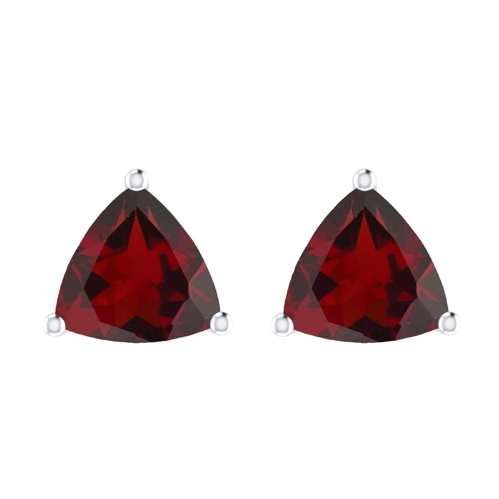 4.00 Carat Sterling Silver in Natural Garnet Stud Earrings