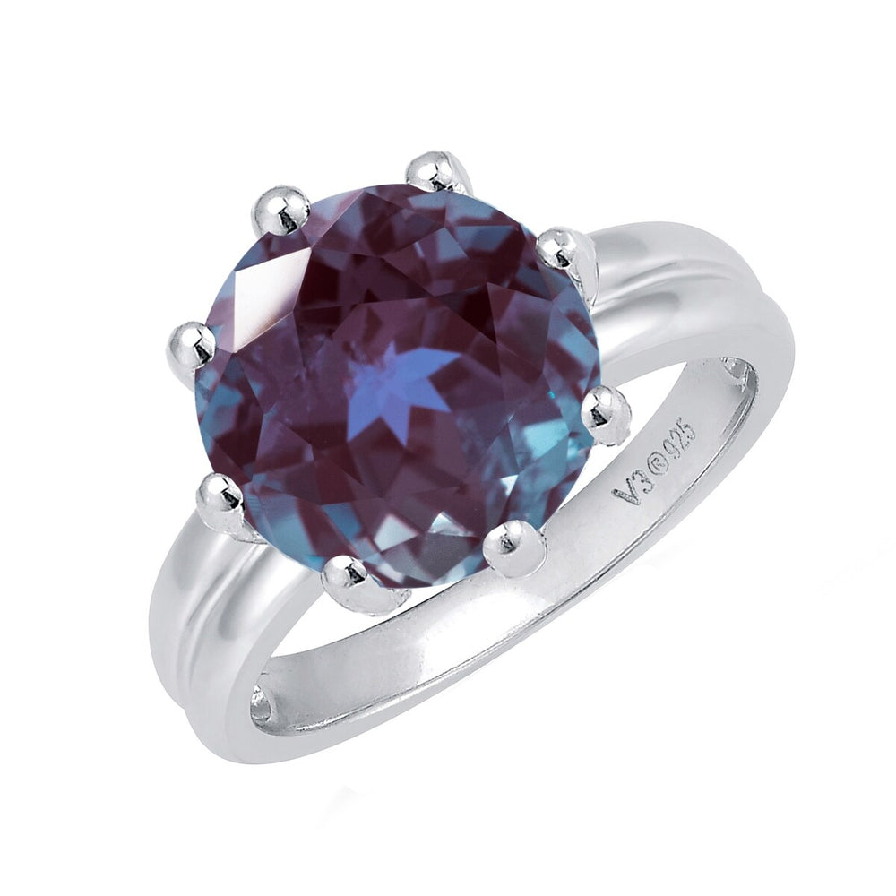 4.25 CT Color Changing Alexandrite Sterling Silver Solitaire Ring