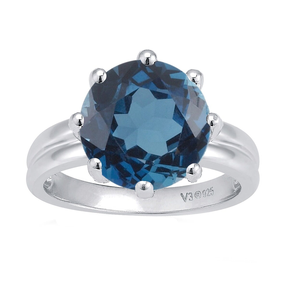 4.25CT Natural London Blue Topaz Sterling Silver Solitaire Ring