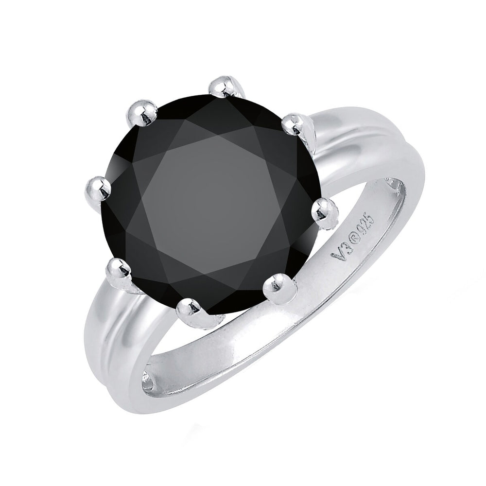 4.75CT Natural Black Diamond Solitaire Ring