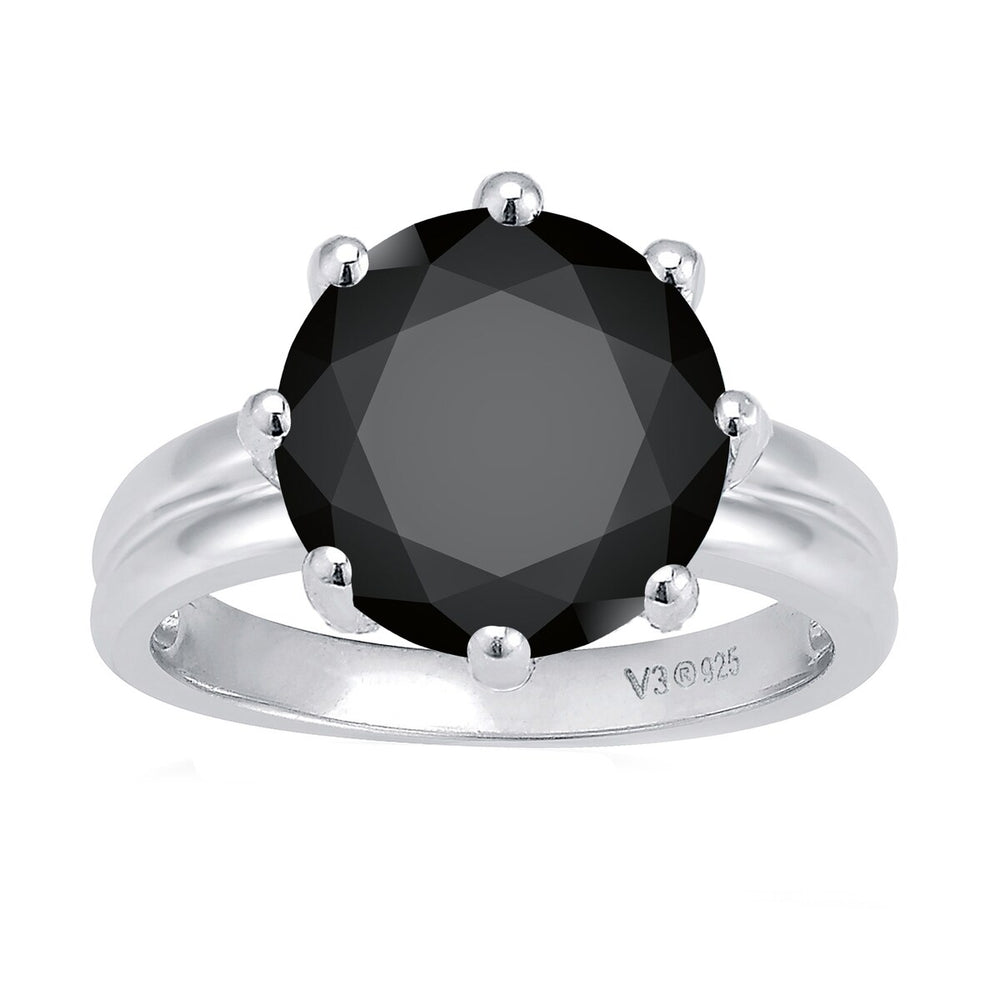 4.75CT Natural Black Diamond Solitaire Ring