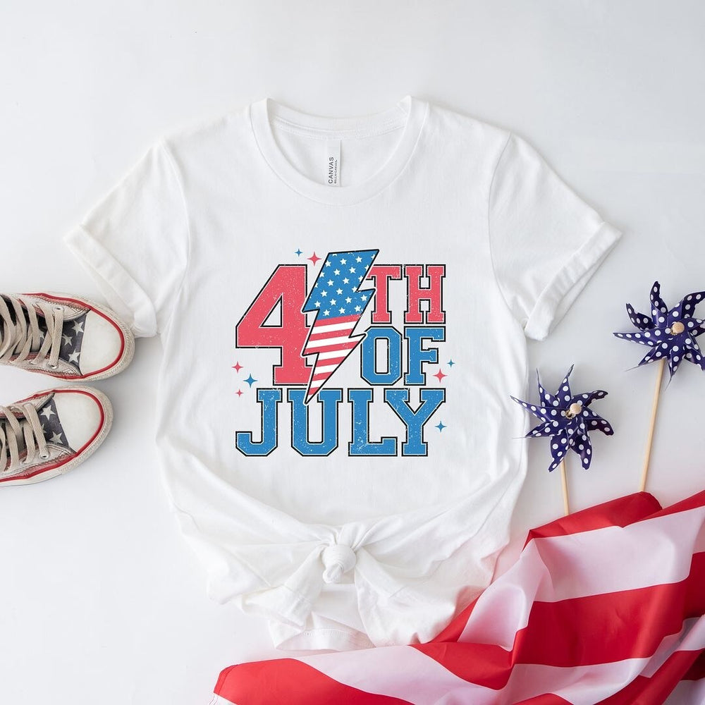 4th of July Lightning Bolt Short Sleeve Crewnneck Tee