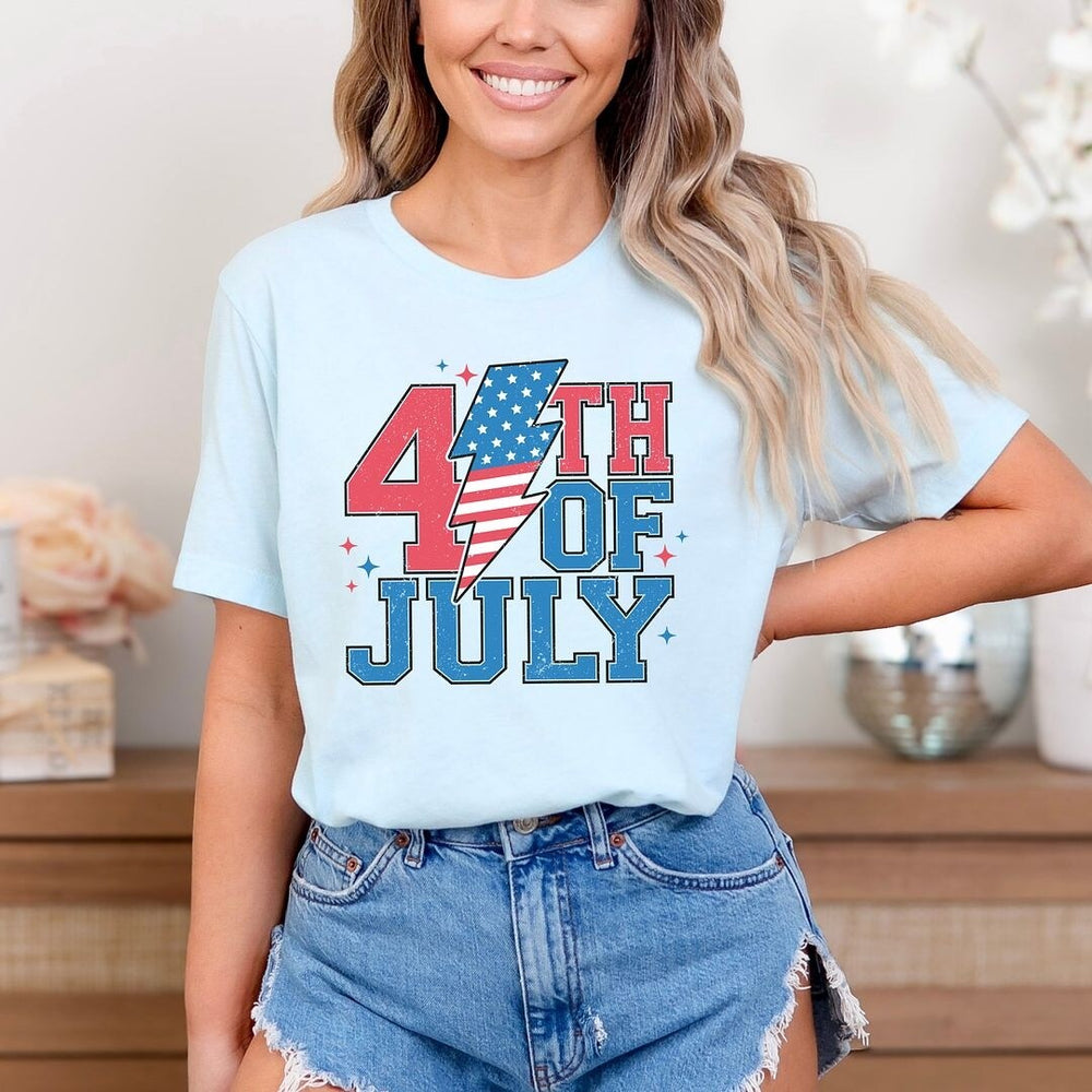 4th of July Lightning Bolt Short Sleeve Crewnneck Tee