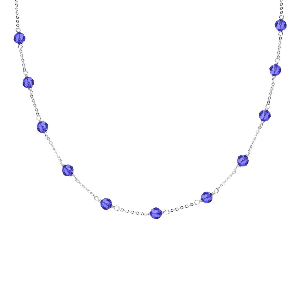 7.00Ct Tanzanite Station Necklace in Sterling Silver 16" Chain and 2" Extention