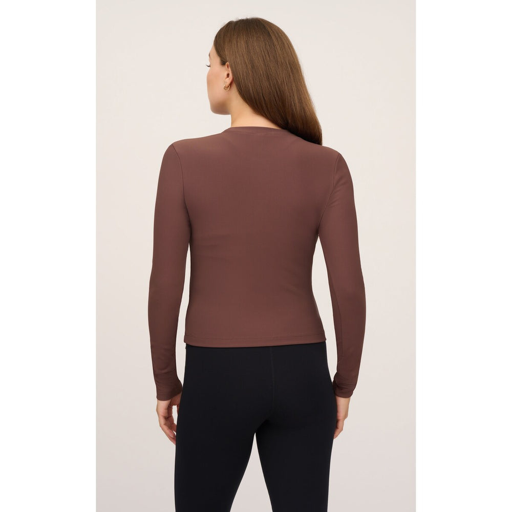 90 Degree By Reflex 2 Pack Ribbed Henley & Ribbed Long Sleeve Crew Neck Top