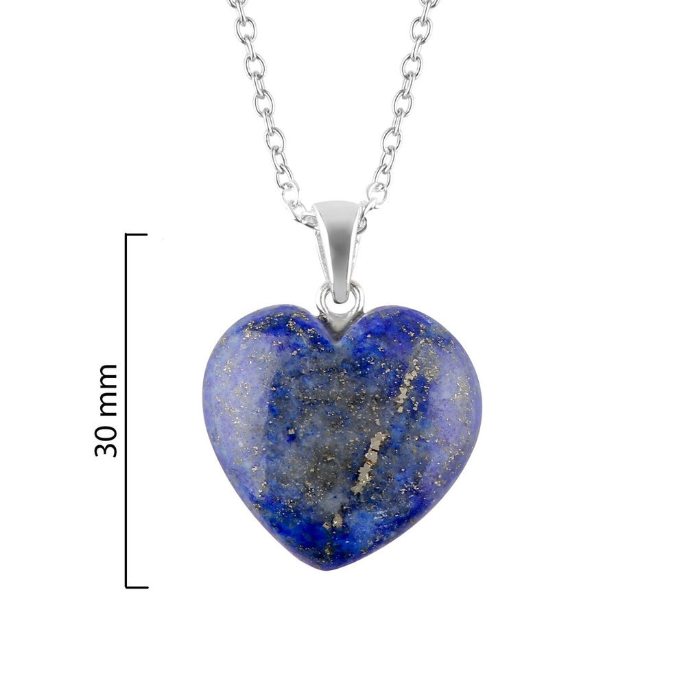 925 Sterling Silver 18.15Ct Natural Lapis Lazuli Heart Pendant for Women Gifts