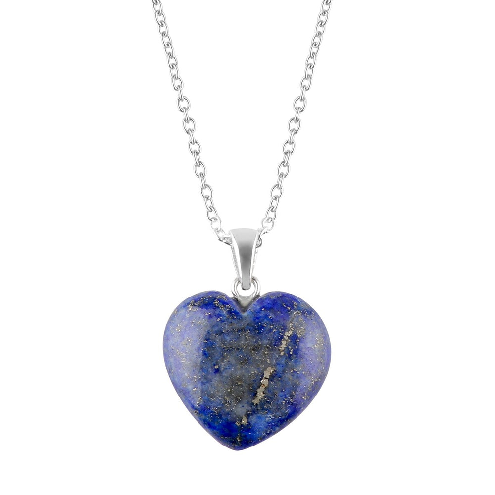 925 Sterling Silver 18.15Ct Natural Lapis Lazuli Heart Pendant for Women Gifts