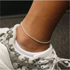 925 Sterling Silver 1MM Diamond Cut Rope Chain Anklet 9" or 10"