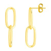 925 Sterling Silver 2 Row Gold Paperclip Chain Dangle Drop Earrings