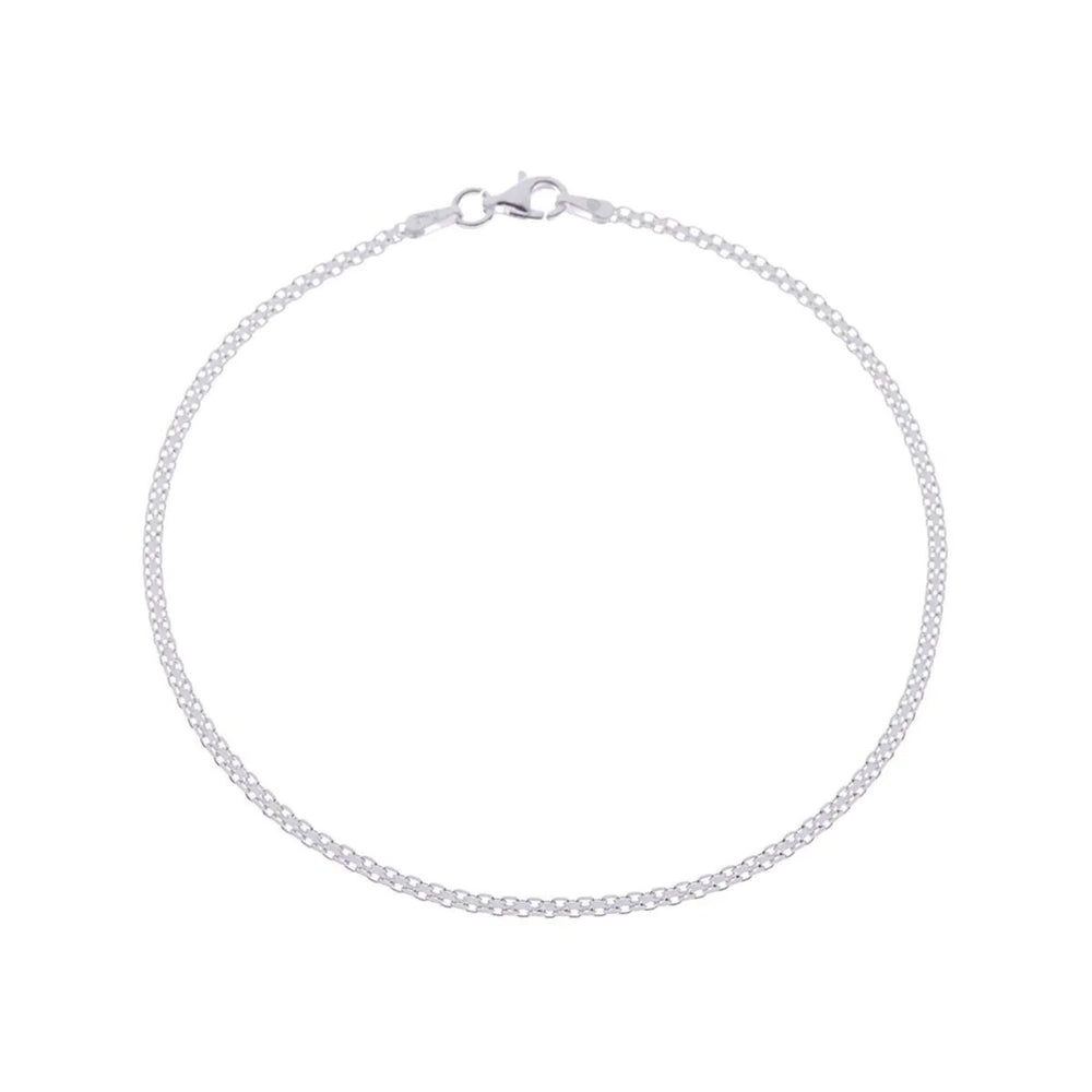 925 Sterling Silver 2MM Diamond Cut Bismark Chain Anklet 9" or 10"