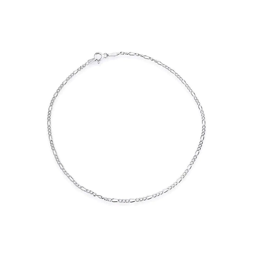 925 Sterling Silver 2MM Diamond Cut Figaro Chain Anklet 9" or 10"