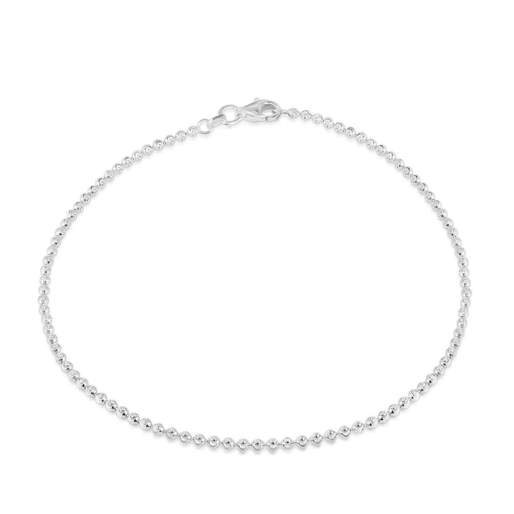 925 Sterling Silver 2MM Diamond Cut Moon Chain Anklet 9" or 10"