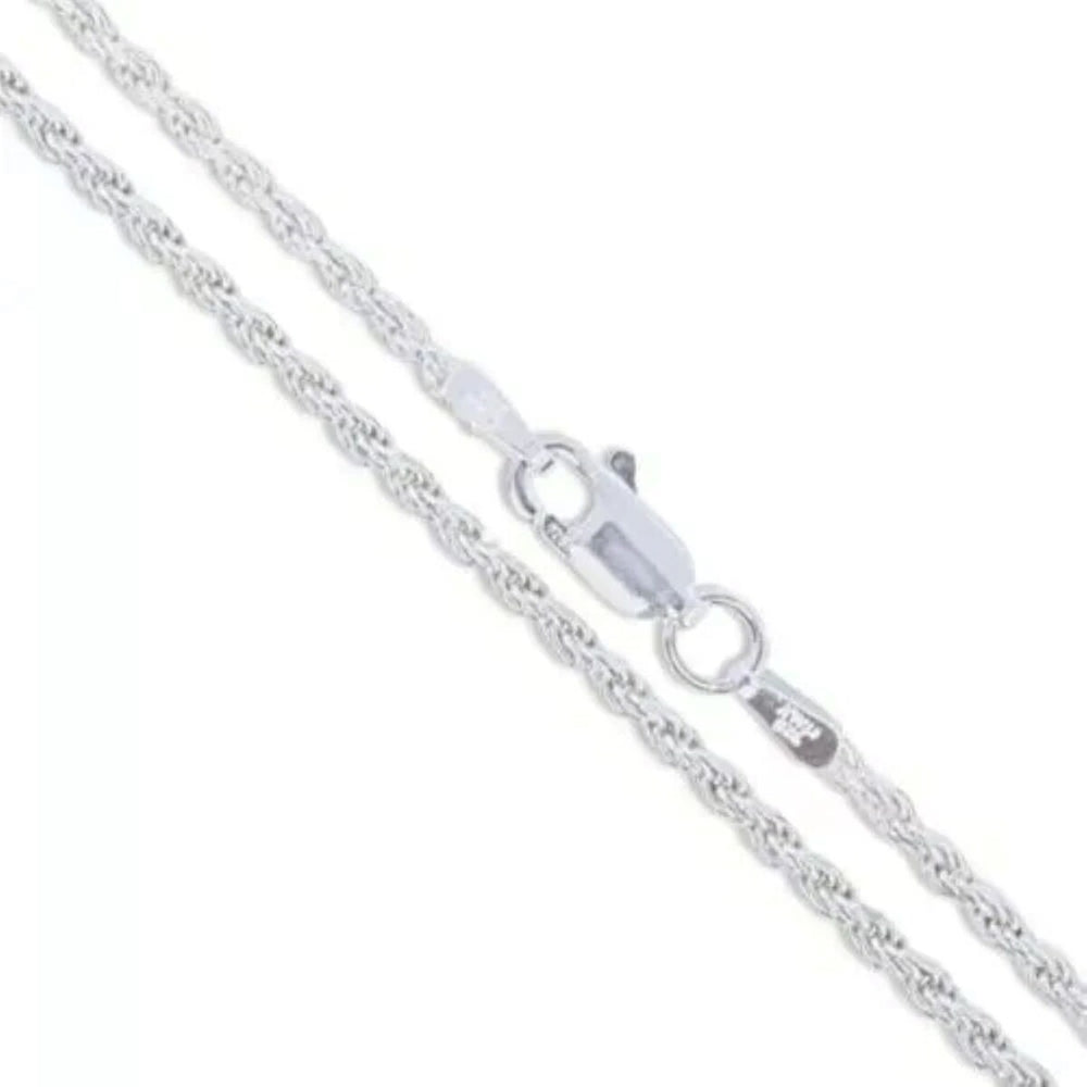 925 Sterling Silver 2MM Diamond Cut Rope Chain Necklace 16"-30"