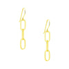 925 Sterling Silver 3 Row Gold Paperclip Dangle Drop Earrings