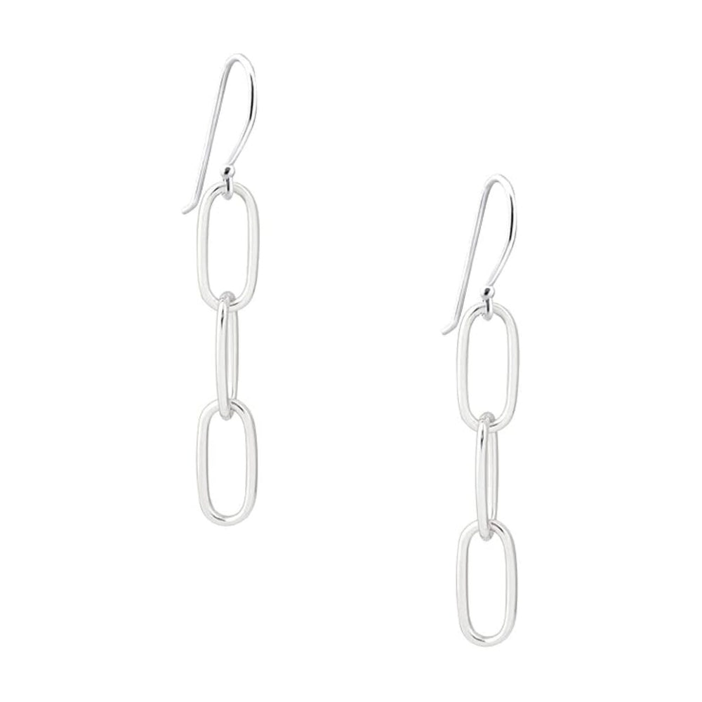 925 Sterling Silver 3 Row Paperclip Link Chain Dangle Drop Earrings