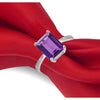 925 Sterling Silver 4.00 CTTW Emerald Cut Amethyst Ring Band Sizes 5-9 - Purple