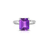 925 Sterling Silver 4.00 CTTW Emerald Cut Amethyst Ring Band Sizes 5-9 - Purple