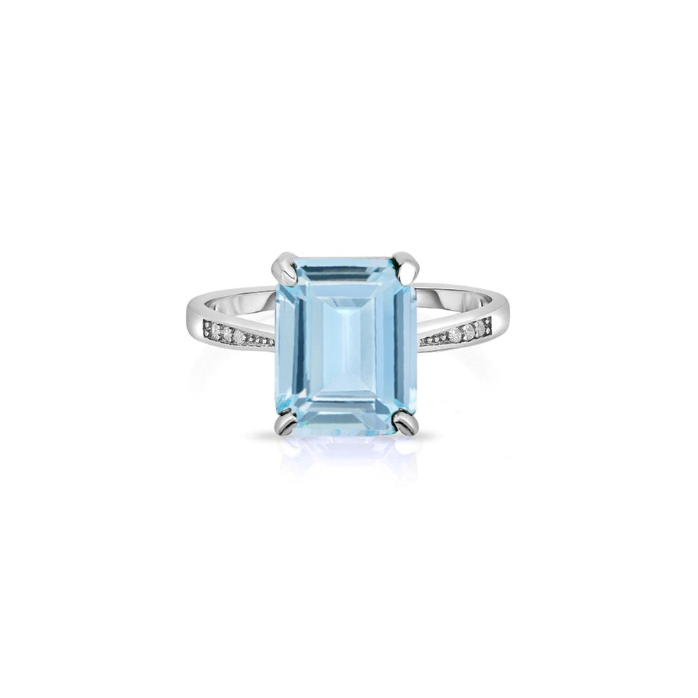 925 Sterling Silver 4.00 CTTW Emerald Cut Blue Topaz Ring Band Sizes 5-9 - Blue Topaz