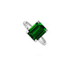 925 Sterling Silver 4.00 CTTW Emerald Cut Emerald Ring Band Sizes 5-9 - Green