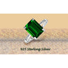 925 Sterling Silver 4.00 CTTW Emerald Cut Emerald Ring Band Sizes 5-9 - Green