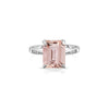 925 Sterling Silver 4.00 CTTW Emerald Cut Morganite Ring Band Sizes 5-9