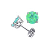 925 Sterling Silver 6MM Round Cut Green Fire Opal Stud Earrings - Green Opal