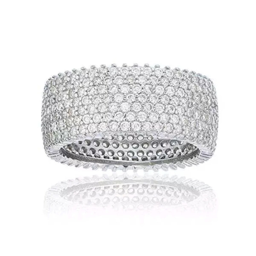 925 Sterling Silver CZ Pave 10MM Eternity Band Ring Sizes 5-10