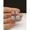 925 Sterling Silver CZ Round Cut Double Halo Drop Stud Earrings