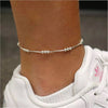 925 Sterling Silver Diamond Cut Triple Bead Anklet Chain 9" or 10"