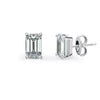 925 Sterling Silver Emerald Cut Stud Earrings