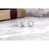 925 Sterling Silver Fire Opal White Topaz Halo Square Stud Earrings - 10MM