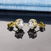 925 Sterling Silver Halo Round Cut Gold Stud Earrings