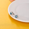 925 Sterling Silver Halo Round Cut Light Blue Stud Earrings - Blue Topaz