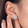 925 Sterling Silver Halo Round Cut White Stud Earrings