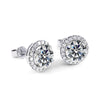 925 Sterling Silver Halo Round Cut White Stud Earrings