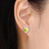 925 Sterling Silver Halo Round Cut Yellow Stud Earrings