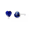 925 Sterling Silver Heart Cut Sapphire Stud Earrings