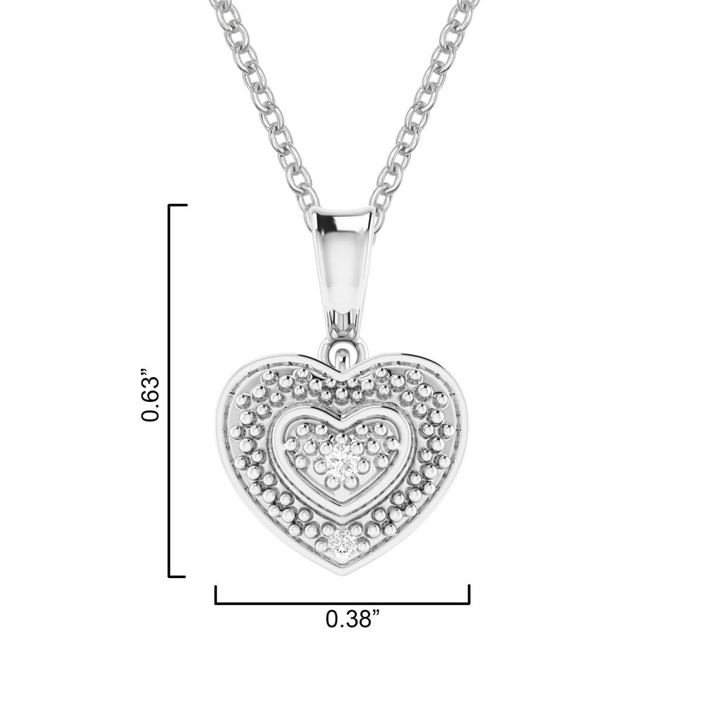 925 Sterling Silver Natural White Diamond Heart Pendant