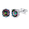 925 Sterling Silver Round Cut Mystic Topaz Stud Earrings - Mystic Topaz