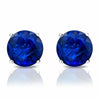 925 Sterling Silver Round Cut Sapphire Stud Earrings - Blue