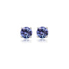 925 Sterling Silver Round Cut Tanzanite Quartz Stud Earrings