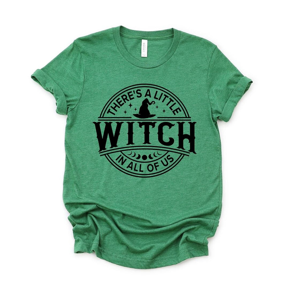 A Little Witch In All Of Us Puff Print Short Sleeve Crewnneck Tee