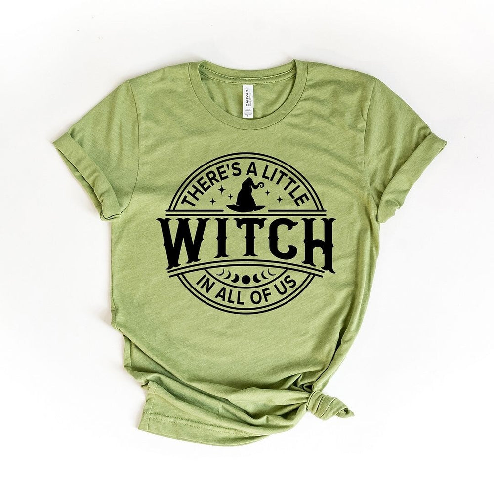 A Little Witch In All Of Us Puff Print Short Sleeve Crewnneck Tee