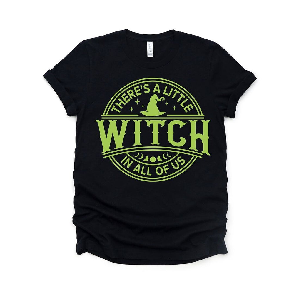 A Little Witch In All Of Us Puff Print Short Sleeve Crewnneck Tee