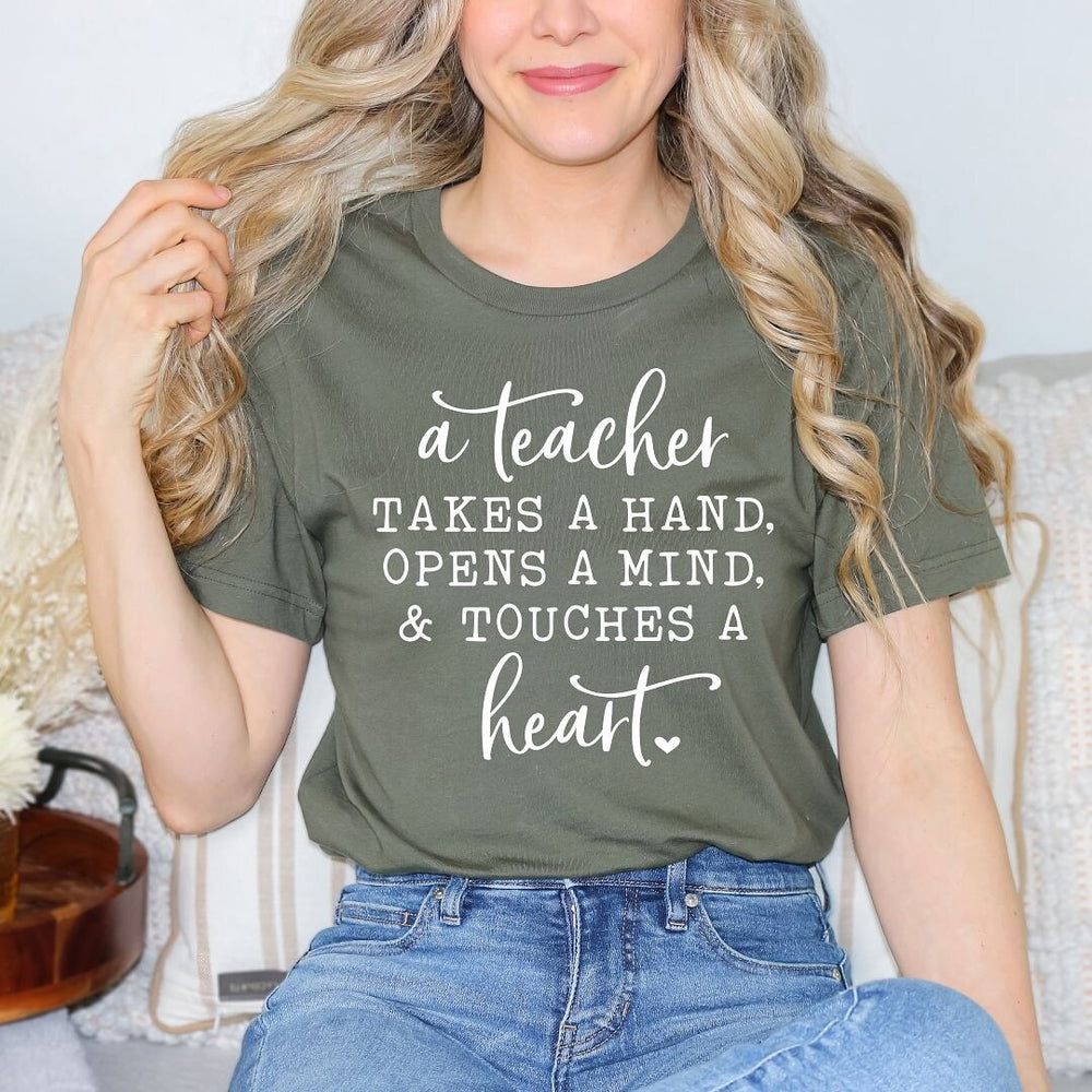 A Teacher Touches A Heart Short Sleeve Crewnneck Tee