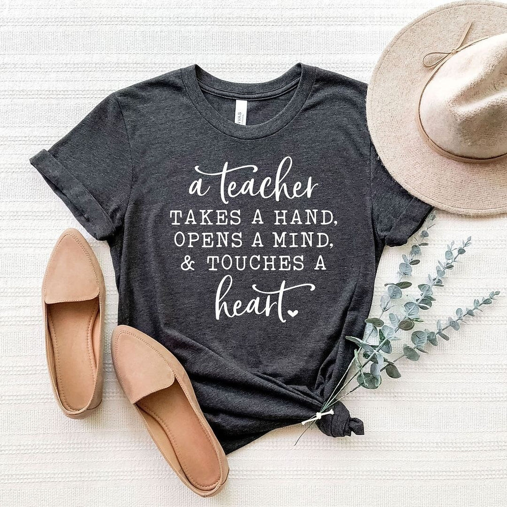 A Teacher Touches A Heart Short Sleeve Crewnneck Tee