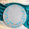 A magnesite turquoise and cultured freshwater pearl wire-wrapped statement necklace.