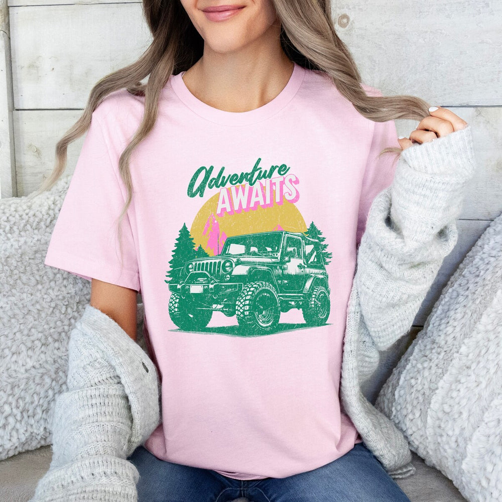 Adventure Awaits Jeep Short Sleeve Crewnneck Tee